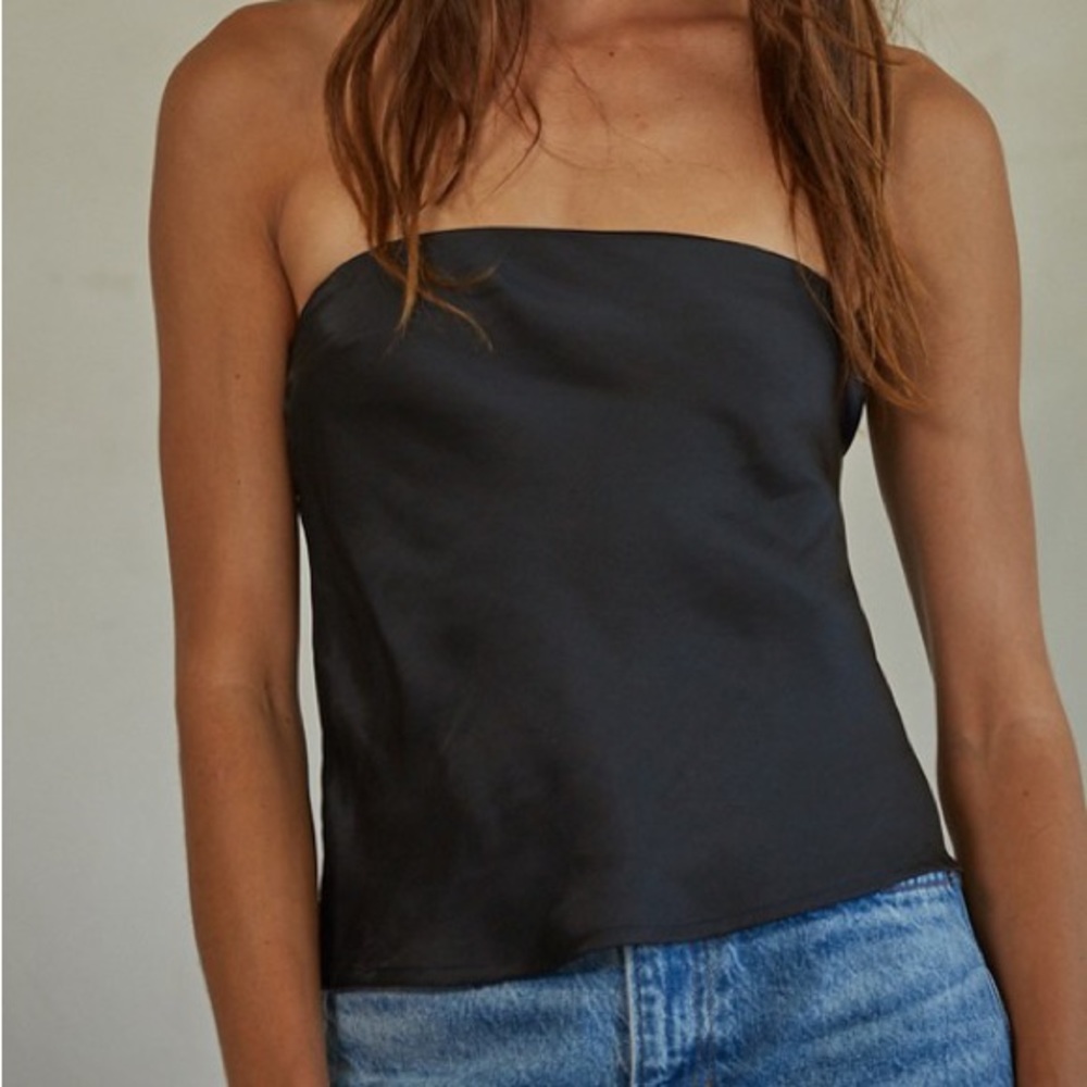 Satin strapless top